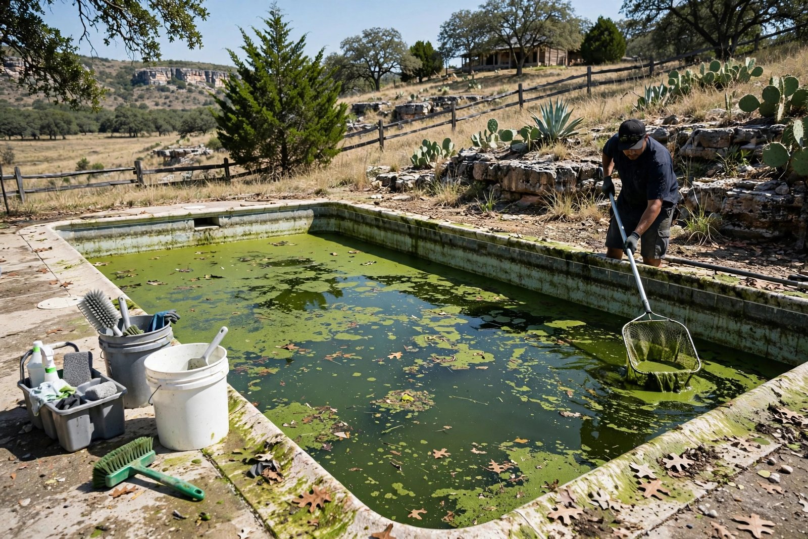 Green pool recovery service in New Braunfels, TX