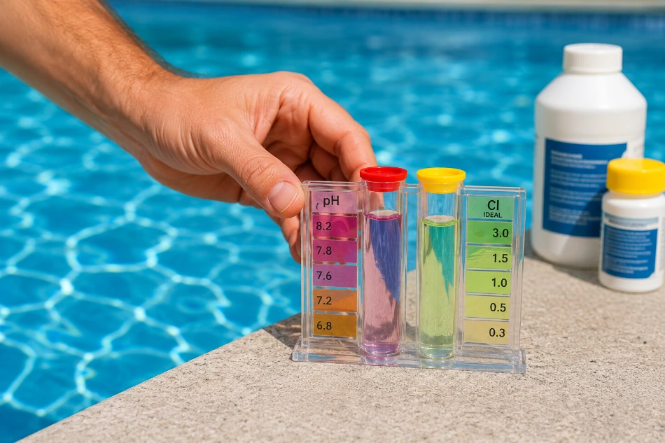 Testing pool water pH and chlorine